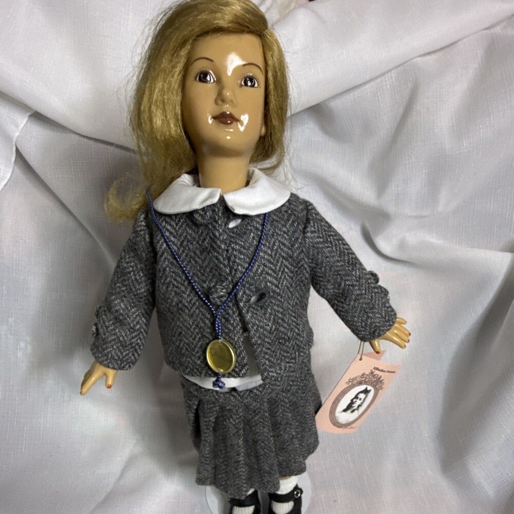 Vintage Effanbee Schoolgirl Doll Gray Herringbone Outfit Locket 11-12” w/ Tag